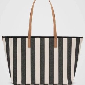 Seed Heritage Large Navy & White Striped Tote Bag